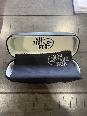 Von Zipper Black Eyewear Case with Branded Cleaning Cloth